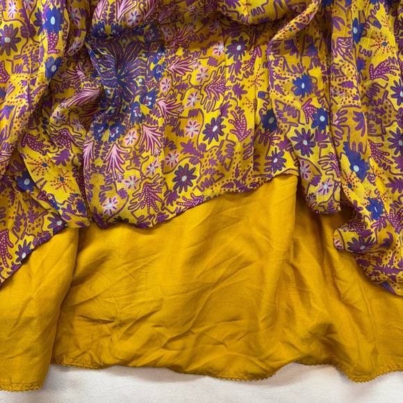 Anthropologie The Marais Printed Chiffon Maxi Floral Dress Long Sleeve Large - Picture 9 of 9